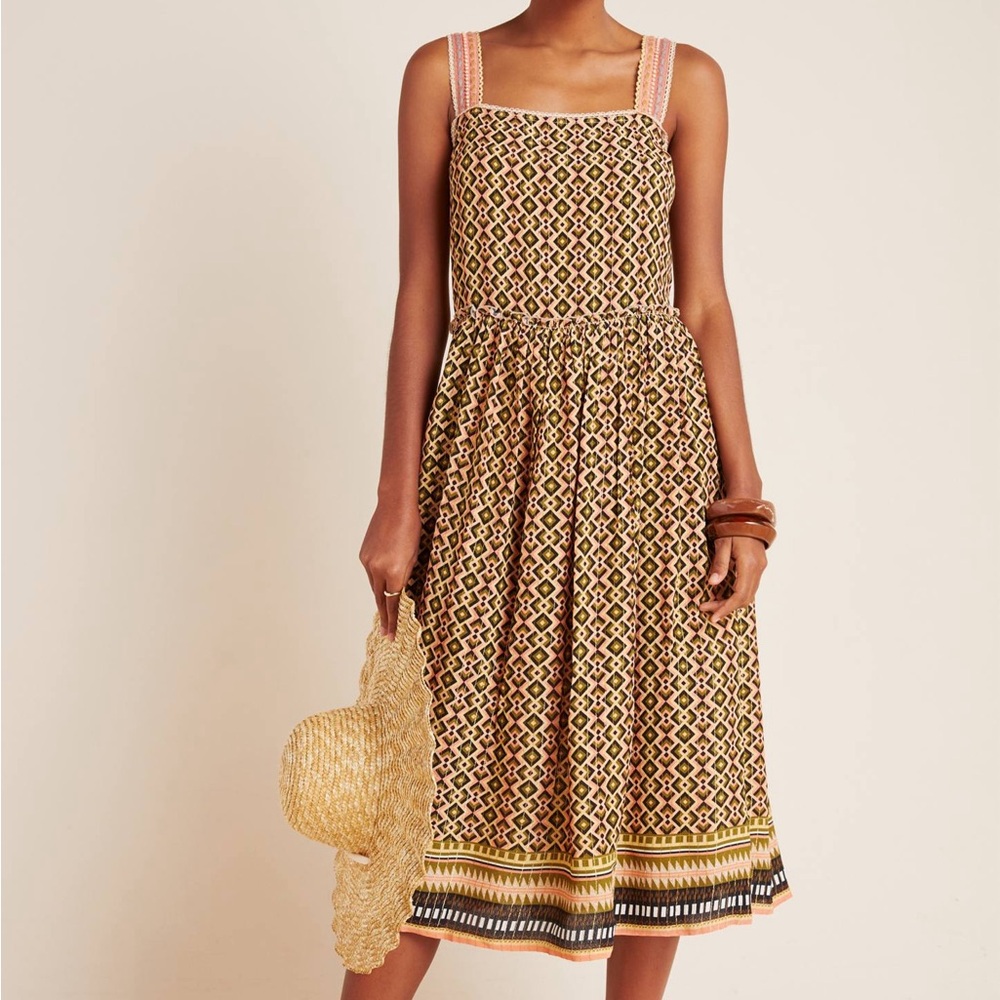 Anthropologie conditions apply Katya bohemian Shimmer Midi Dress‎
